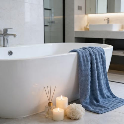 Bath Towels Pack of 2(27'' x 54'') Quick Dry Microfiber Shower Towel for Hotel,Bathroom,Guest,Spa,Gym Yoga, SPA - Blue - color: Blue, size: 27x54" BATH Towel Set of 2