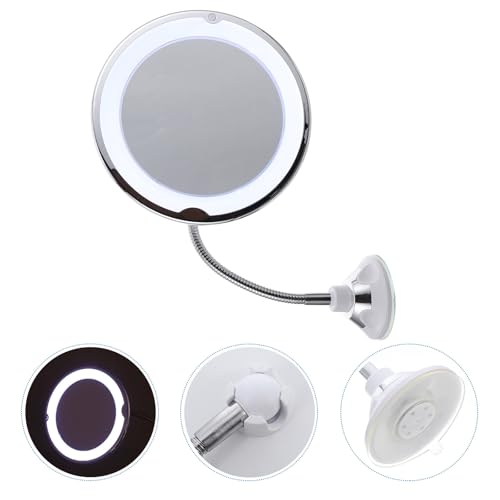 Rotating Magnifying Vanity Mirror with Suction Cup 10X Magnification LED Lighted Makeup Mirror for Bathroom and Travel Use
