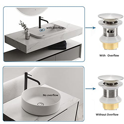 Rockgoya Bathroom Sink Drain,2 Pack Drain Stopper Bathroom Sink Without Overflow,Pop Up Drain Assembly with Detachable Strainer Basket,Built-in Anti-Clogging Strainer,Stainless Steel Brushed Nickel - color: Brushed Nickel-2 Pack, style: Without Overflow
