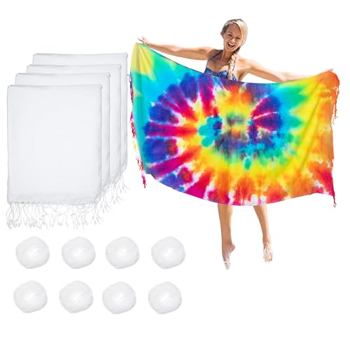 Dielianyi 4PCS Turkish Beach Towels for Tie-dye 71x39 Oversized White Beach Towel for tie dye Party Lightweight Beach Blanke for Bath Towel Travel Towels with tie dye Thread
