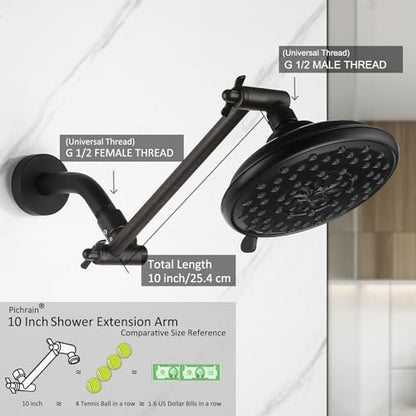 Shower Head Arm, Adjustable Shower Extension Arm for Rain Showerheads, Angle & Height Adjustable Shower Head Extender Arm, G1/2 Universal Connector, Easy to Install (Oil Rubbed Bronze, 10 Inch) - color: ORB, style: 10 Inch