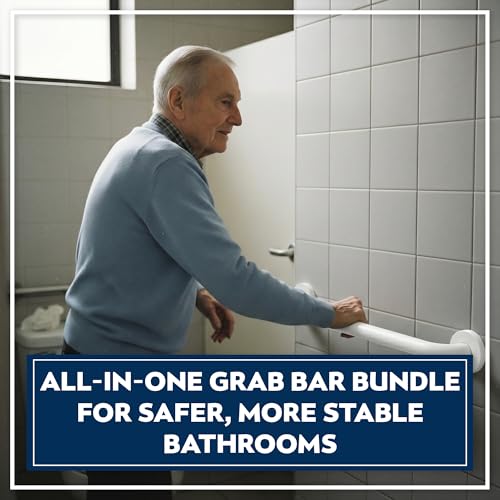 4-Pack Starter Bundle, 500 lb, 16/18/24/32 in, White | Complete Bathroom Safety Starter Bundle, For Seniors, 1.25 in Diameter, 500 lb Rated, All-in-One Shower Safety Solution - color: White