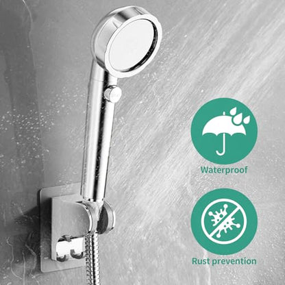 Hand Held Shower Head Holder Wall Mount, 2 Hooks, Chrome, 1 Pack | Shower Hose Holder Adhesive with 2 Hanger Hooks, Adjustable Shower Handle Holder, No Drilling Shower Wand Holder - color: ‎Chrome