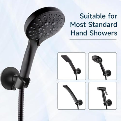 BRIGHT SHOWERS Strong Adhesive Shower Head Holder with Dual Angle Adjustable, Wall Mounted Handheld Shower Bracket, Easy Installation, Screw Mounting Options, Matte Black - color: Matte Black, style: Adhesive & Screw - 2 Angles