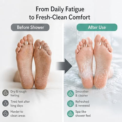 Shower Foot Scrubber Mat, Wall-Mounted, 11.8 x 11 in, 1 Pack | Foot Scrubber in Shower for Deep Cleaning & Exfoliation. Suction cups support floor foot care and wall back scrubbing. - color: Grey