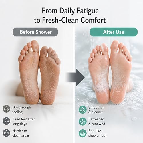 Shower Foot Scrubber Mat, Wall-Mounted, 11.8 x 11 in, 1 Pack | Foot Scrubber in Shower for Deep Cleaning & Exfoliation. Suction cups support floor foot care and wall back scrubbing. - color: Pink