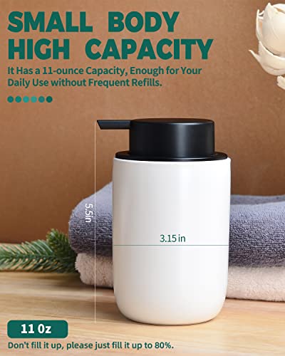 BosilunLlife Lotion Pump Dispenser for Bathroom Lotion Hand Pump Dispenser | Bathroom Soap Dispenser White Kitchen Dish Soap Ceramic Small Liquid Soap Dispenser - color: White