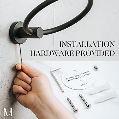 MARMOLUX ACC Matte Black Towel Ring - SUS304 Stainless Steel Wall Mounted Hand Towel Holder for Bathroom - Kitchen & Bathroom Towel Rack - Black Towel Hanger - Bathroom Towel Holder - Hand Towel Rack - color: Matte Black, size: Towel Ring