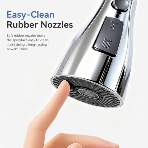 Kitchen Faucet Head Replacement with 3 Modes, Pull Down Spray Head for Kitchen Faucet, Kitchen Sink Sprayer Replacement Compatible with Moen, American Standard, Kohler Faucets - color: Chrome