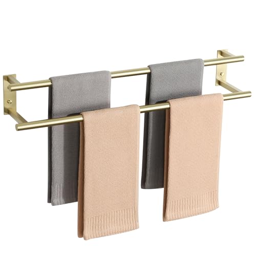 Alise 28‘’ Double Towel Bar for Bathroom Wall Mounted, Brushed Gold | SUS304 Stainless Steel, Bathroom Towel Holder Towel Hanger, Towel Racks for Bathroom, Labatory, Tower Drying Rack Towel Rail - color: Brushed Gold, size: 28inch
