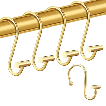 Gracelife Gold Rust Resistant Metal Shower Curtain Rings, Set of 12, T-Bar Hooks for Shower Rod - color: Gold