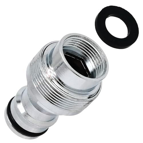 1pcs Brass Faucet Tap Quick Connector Adapter Kit,16mm Female Thread x 1mm Pitch Connector,Universal Faucet Adapter for Washing Machine And Pressure Washer(Silver) - size: 16mm Female Thread x 1mm