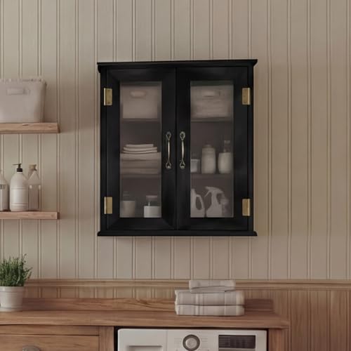 ChooChoo Bathroom Wall Cabinet, Medicine Cabinet with Acrylic Doors, Wall Mounted Over The Toilet Storage Cabinet with Adjustable Shelves for Bathroom, Kitchen, and Laundry Room, Black - color: Black