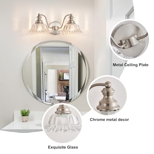 XIEDUN Brushed Nickel 2 Light Vanity Lights Fixture Lights for Bathroom - color: Brushed Nickel, size: 2 Light