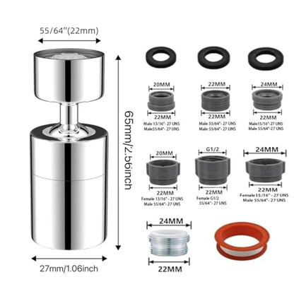 Kitchen and BasinTap Spray Head,360° Swivel Dual-Function Sprayer,80-Degree Big Angle Swivel Faucet Aerator,Faucet Extension Sprayer,Kitchen Faucet Aerator Splash Proof Spout (short style)