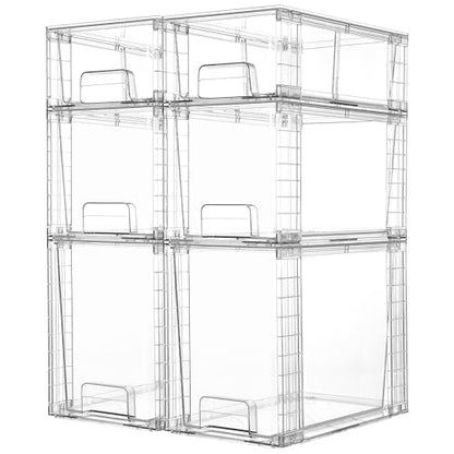 Vtopmart Clear Stackable Storage Drawers, 6 Pack Tall Organizer Set | Tall, Medium and Small Pull-Out PET Drawers with Stackable Design for Bathroom Under-Sink Storage and Vertical Organization - style: 2 Large+2 Medium+2 Small