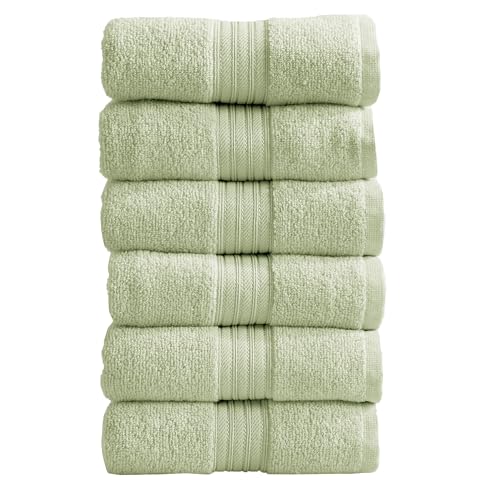 Great Bay Home Hand Towels - 100% Cotton 6 Pack 26x16 Hand Towel Set - Lightweight, Absorbent, Quick-Dry Towels for Bathroom (Seagreen) - color: Solid - Seagreen, size: Hand Towel (Pack of 6)