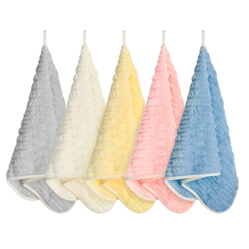 Hanging Hand Towels with Loops for Bathroom,Soft, Absorbent, Quick Dry for Drying Hands and Multi Surfaces, Pack of 5, 23.6" x 11.8"
