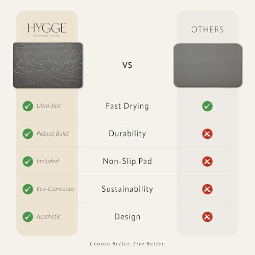 Diatomaceous Earth Stone Bath Mat - Ash Bloom | Modern Fast Dry Bathroom Floor Shower Mat, Quick Drying Premium Luxury Diatomite Spa Stone Gift, Non-Slip Base, 23.6" x 15.4" - color: Ash Bloom