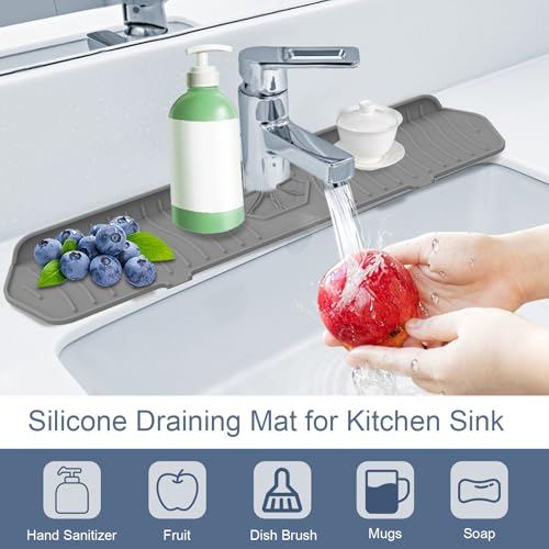 Faucet Guard - 90 Foldable Drain Mat for Kitchen & Bathroom Sink (Gray, 24"*5.66") - color: Gray, size: 24"*5.78"
