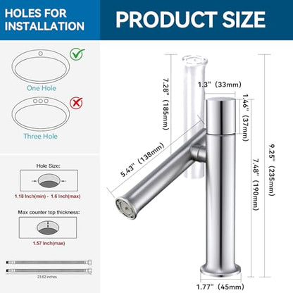 360° Rotatable Bathroom Sink Faucet, Bathroom Faucets 1 Hole 2 Water Outlet Modes, Single Handle Bathroom Faucets with Hot and Cold Hoses - color: Nickel