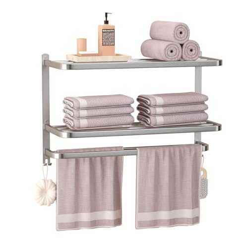 23" Towel Racks for Bathroom with Towel Bars, 3 Tier Hotel Towel Shelf Stainless Steel Wall-Mounted Holder with Towel Shelves Brushed Nickel - color: Brush Nickel