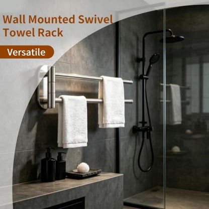 Swivel Towel Rack, Swing Out Towel Bar Arm Swivel Hanger Wall Mounted Holder Stainless Steel Brushed Finish for Bathroom Kitchen (2 Arm)