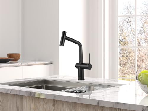 AS06MB Matte Black Bar Faucet or Prep Kitchen Sink Faucet with Pull Down Sprayer and Single Handle - color: Matte Black, style: Modern