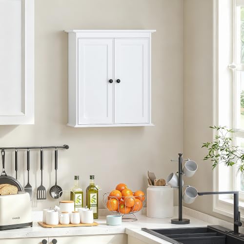 Spirich Bathroom Wall Cabinet, White Medicine Cabinet with 2 Doors | 2 Adjustable Shelves, Recessed Doors & Black Knobs, Compact Wall Storage for Bathroom, Kitchen & Laundry Room - size: 2 Doors
