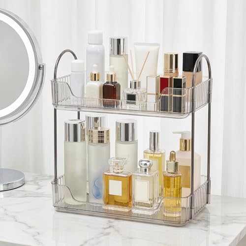 Bathroom Counter Organizer, Makeup Organizer for Vanity, Skincare Organizers Shelf - Tierd Perfume Organizer for Bathroom Dresser Vanity (Clear, 2-Tier) - color: Clear, size: 2-Tier