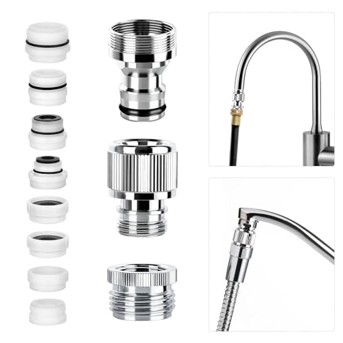 Sink Faucet Quick Connector with Aerator, Faucet to Garden Hose Adapter | Portable Snap Coupling Adapter for Dishwasher/Washer, Sink Hose Adapter for Kitchen/Bathroom/Shower, Easy to Install