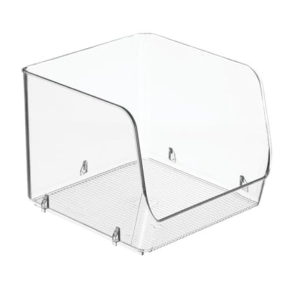 iDesign Stackable Open-Front Storage Bin, Clear | Kitchen and Pantry Organization - style: Pack of 1