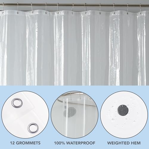 Arkwright Heavy Duty Shower Curtain Liner - 2 Pack - 100% Waterproof, 8G PEVA with Rust-Proof Metal Grommets & Weighted Hem, Standard Size for Bathroom, 72 x 72 in, Clear