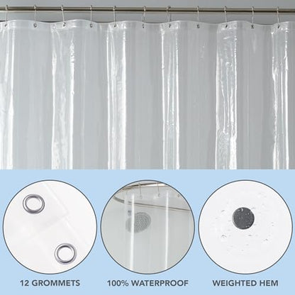 Arkwright Heavy Duty Shower Curtain Liner - 2 Pack - 100% Waterproof, 8G PEVA with Rust-Proof Metal Grommets & Weighted Hem, Standard Size for Bathroom, 72 x 72 in, Clear