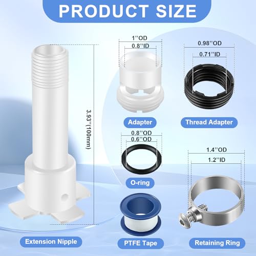 Dreyoo Four in One Tub Adapter, Bathtub Faucet Adapter Slip Fit for Copper, Universal Fits 1/2'' Copper Pipe, 1/2'' IPS and 3/4'' IPS, Tub Spout Diverter Repair Kit with Assembly Tool