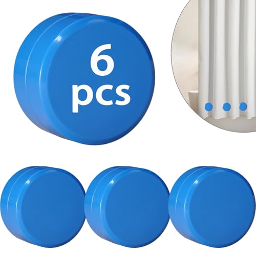 6 PCS Shower Curtain Weights Bottom,Heavy Duty Shower Curtain Weights Magnets Shower Curtain Liner Clips Added Weight, Work for Drapery, Tablecloth, Stop Curtain Blowing in - color: Blue