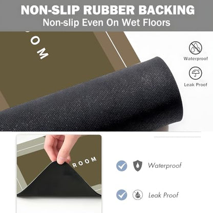 Bath Mat, Quick-Drying Non-Slip Thin Bathroom mat Super Absorbent Bath mats Rug-Bath Mats for Bathroom Floor Bathtub Vanity-Bathmat Bath Rug Easy Care Khaki 27.5" x15.7" - color: Khaki