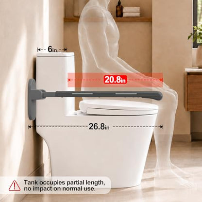 SPECILITE Flip-Up Toilet Grab Bar - 445lb Heavy Duty Support for Bathroom | Waterproof & Non-Slip Safety Rail, Wall-Mounted Handrail with Night Glow Strips, for Seniors, Elderly, Handicap & Pregnant