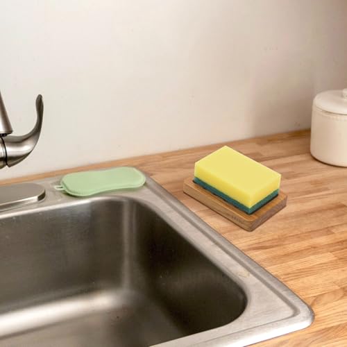 HTB Slotted Bar Soap Holder Teak Wood,Sponge Holder for Kitchen Sink | Self Draining Soap Dish for Shower, Bathroom, Bathtub, RV,Soap Saver Keep Soap Dry,Extend Soap Life,Bathroom Accessories - color: 1pcs