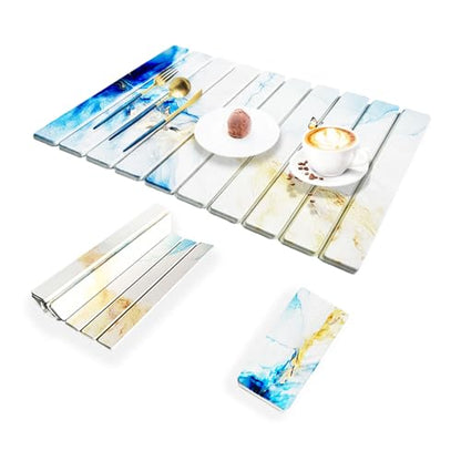 Stone Drying Mat for Kitchen Counter - Quick Dry Stone Dish Drying Mat, Large Non-Slip Stone Bath Mats for Bathroom & Kitchen Sink, Foldable Fast Drying Stone Sink Mat (blue gold) - color: blue gold