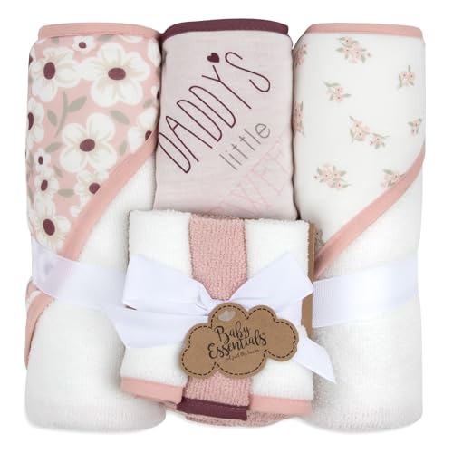Hooded Baby Bath Towel and Washcloth 6 Piece Set for Newborns, Infants & Toddlers, Boys & Girls Baby Hooded Towels Set - color: Daddy's Little Sweetie