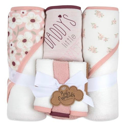 Hooded Baby Bath Towel and Washcloth 6 Piece Set for Newborns, Infants & Toddlers, Boys & Girls Baby Hooded Towels Set - color: Daddy's Little Sweetie