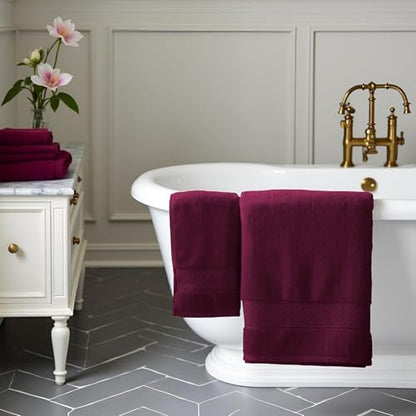 COZYART Bath Towel Set 6 PCS, Burgundy Luxury 100% Turkish Cotton 650GSM | Soft Absorbent Quick Dry, OEKO‑Tex 100 Cert. Zero Twist Ring Spun Cotton, Plush Fluffy, Breathable Hotel Quality Towels Set - color: Burgundy