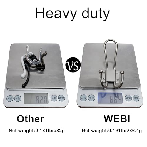 WEBI Coat Hooks Wall Mount,5 mm Thick,10 Large Triple Hooks,Heavy Duty Metal Backpack Wall Hooks for Hanging Clothes,Robe,Towel,Closet,Farmhouse,Mudroom,Silver - color: Silver