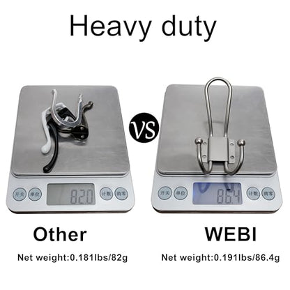 WEBI Coat Hooks Wall Mount,5 mm Thick,10 Large Triple Hooks,Heavy Duty Metal Backpack Wall Hooks for Hanging Clothes,Robe,Towel,Closet,Farmhouse,Mudroom,Silver - color: Silver