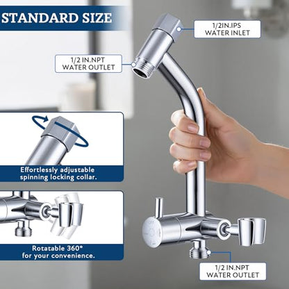 G-Promise All Metal Shower Diverter with Low Handheld Holder (Chrome) | 6 Inch Downward-Extend Bracket for All Heights, 4 Spray Modes with Pause Mode, Anti-Leak, Easy Install, Universal Replacement - color: Chrome, size: Lower 6 Inch