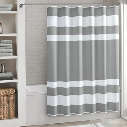Madison Park Spa Waffle Weave Long Shower Curtain, 72 x 78, Grey | Striped, Pieced Fabric Design, 3M Scotchgard Moisture Management, Hotel Quality, Modern, for Bathroom, OEKO-TEX Certified - color: Stripe Grey, size: 72"W x 78"L (Pack of 1)