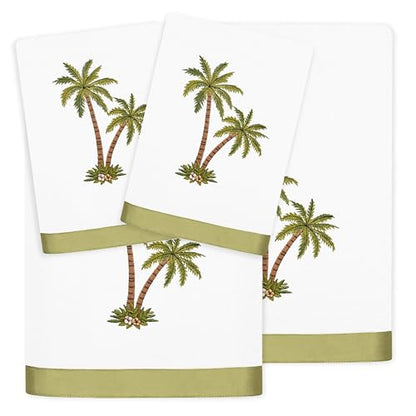 Flourish 4-Piece Premium Towel Set, Island Style Embroidery, Plush Turkish Cotton, Durable & Quick Dry, Elegant Bath Ensemble, 2 Bath 2 Hand Towels, White - color: White, size: 2 Pcs Bath 2 Pcs Hand Towel