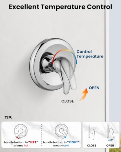gotonovo Dual Shower Head Kit with Valve 6 Mode Handheld Polished Chrome | 6 Mode ABS Rain Head 6 Mode ABS Handheld Spray 2 in 1 Bathroom Trim Kit Pressure Balance Valve Shower Head and Handle Set - color: Chrome