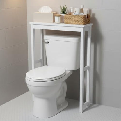 Dorset Over-the-Toilet Storage Shelf – 27" W x 37" H Space Saver Rack with Single Open Shelf for Towels & Toiletries – Minimalist Modern Design & Easy Assembly Bathroom Organizer by Alaterre Furniture | 27”W x 37”H White Space Saver Rack with Single Open